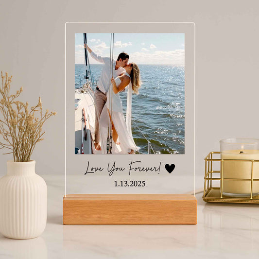 Anniversary Gift for Husband or Wife — Personalized LED Photo Light with Names & Date