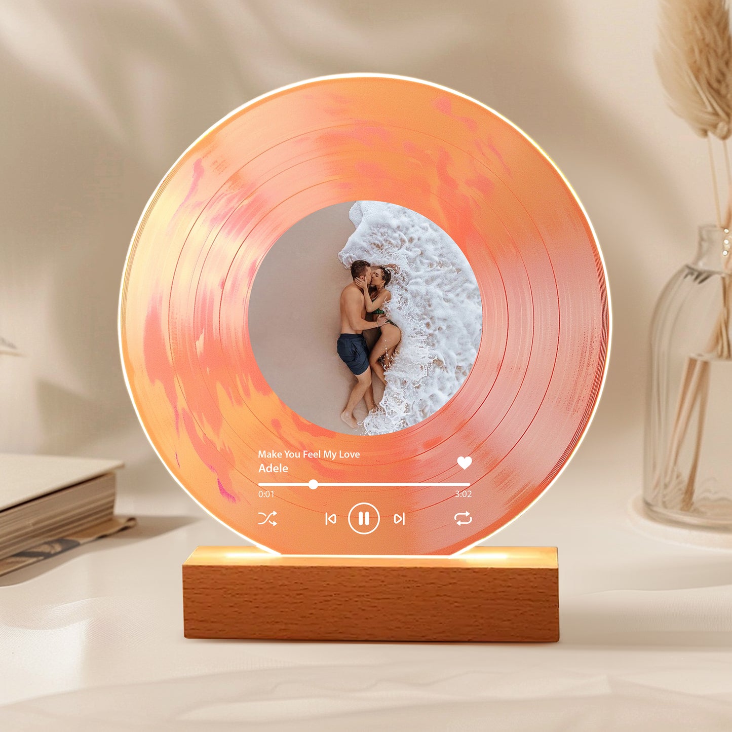 Personalized Vinyl Photo Song Plaque — Anniversary Gift for Couples