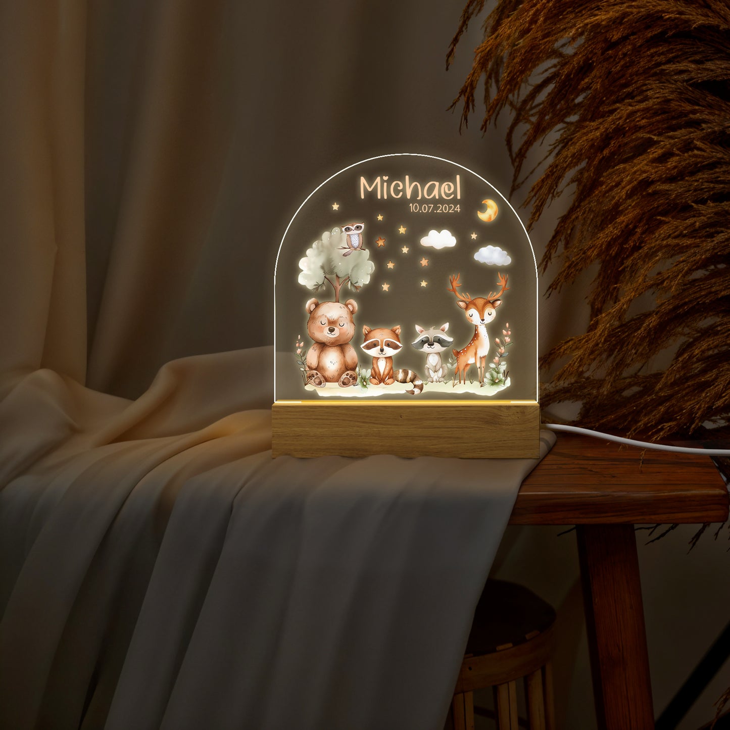 Personalized Acrylic Night Light for Nursery & Kids Room