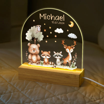 Personalized Acrylic Night Light for Nursery & Kids Room