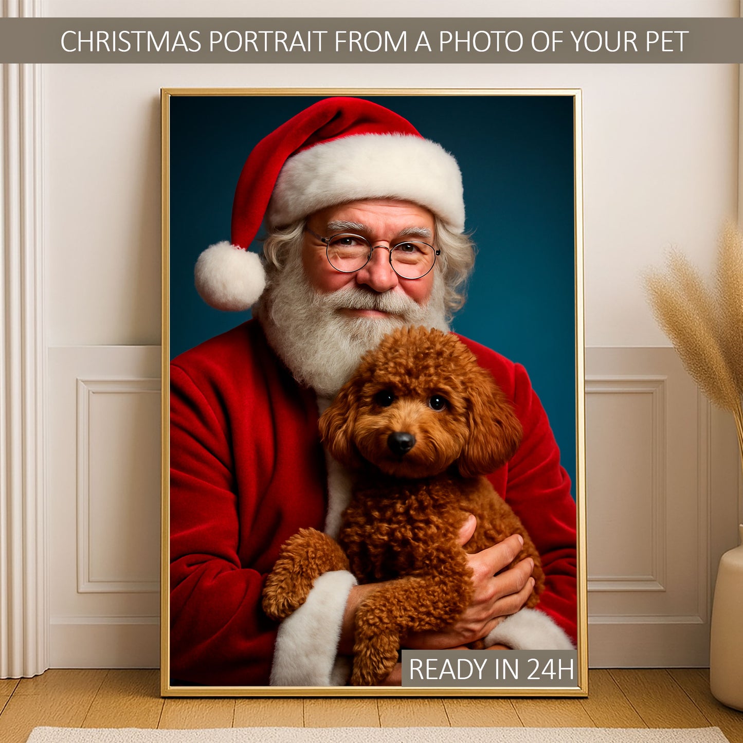 Santa and Pet Christmas Portrait from Your Photo