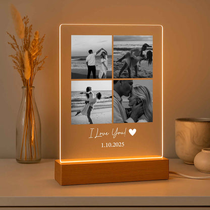 Wedding Gift for Bride and Groom — Personalized LED Photo Light with Names & Wedding Date