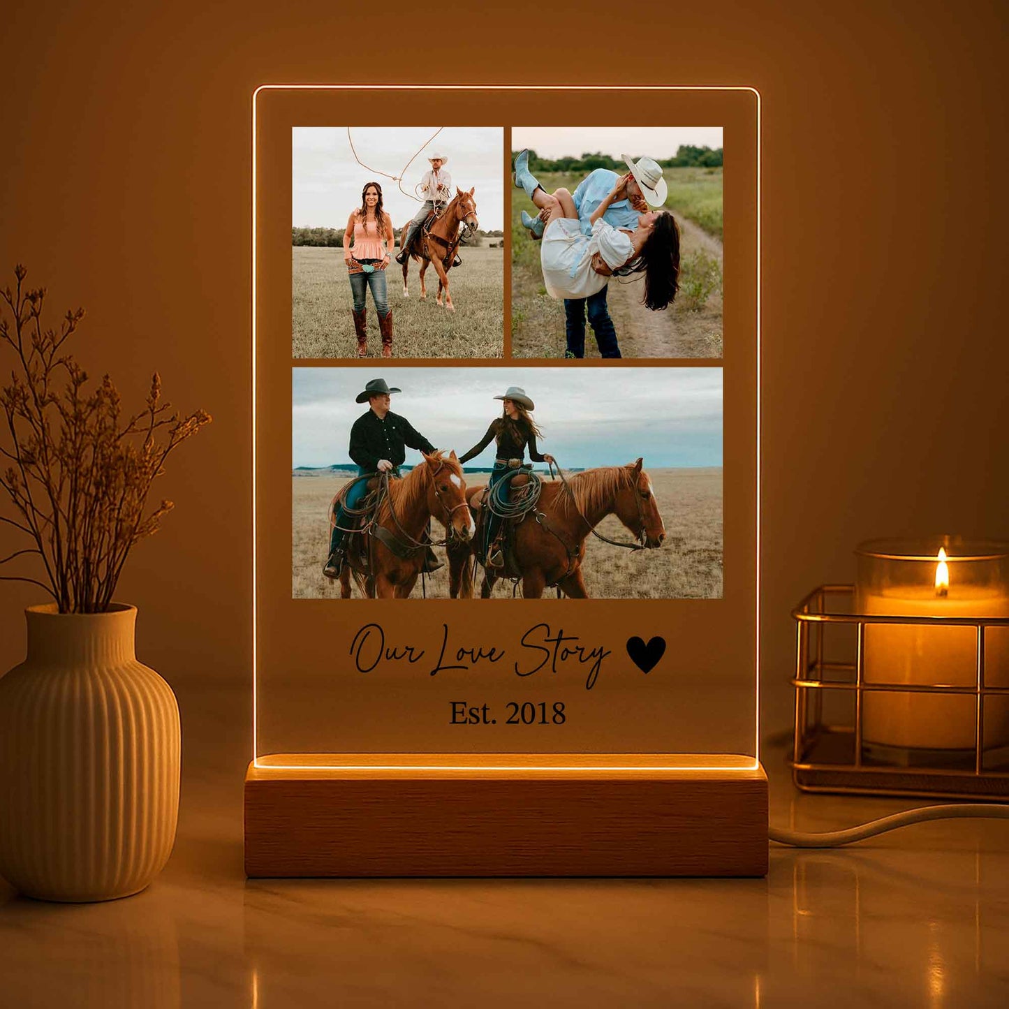 Wedding Gift for Bride and Groom — Personalized LED Photo Light with Names & Wedding Date