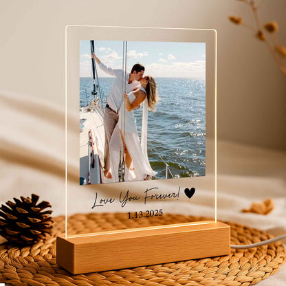 Wedding Gift for Bride and Groom — Personalized LED Photo Light with Names & Wedding Date