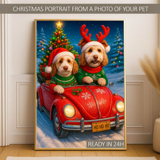 Personalized Christmas Pet Portrait from Your Photo