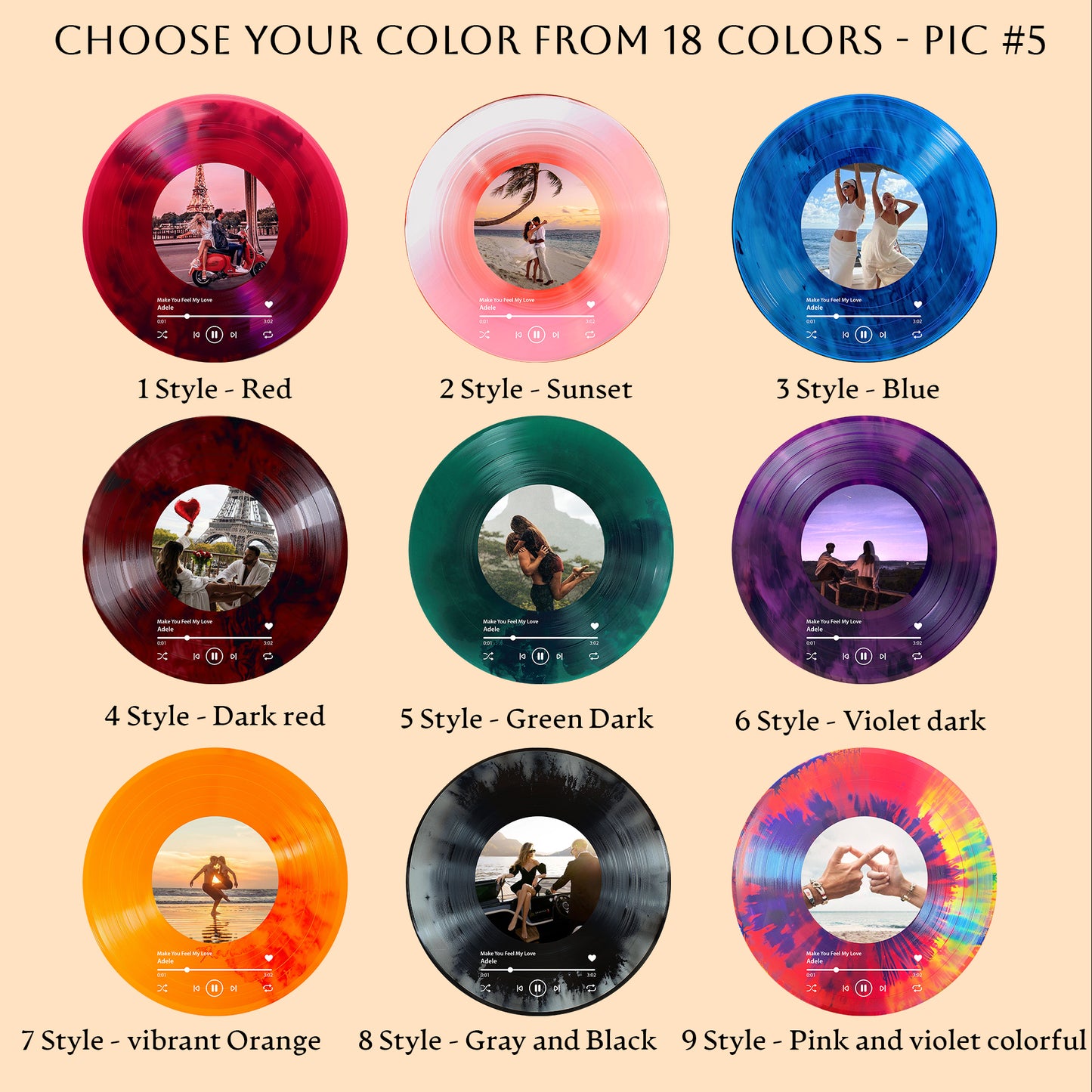 Personalized Vinyl Record with Photo — Custom Acrylic Song Plaque Gift