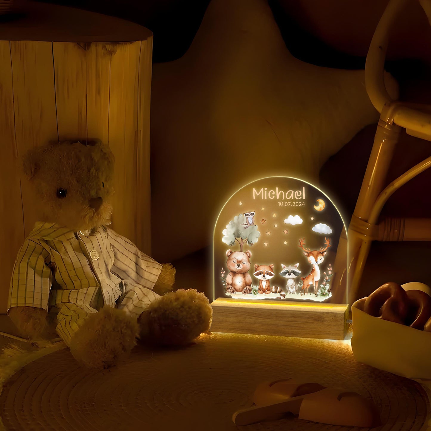 Personalized Acrylic Night Light for Nursery & Kids Room