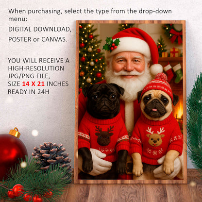 Santa and Pet Christmas Portrait from Your Photo