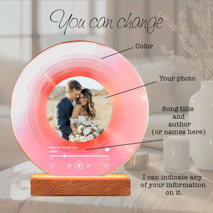 Personalized Vinyl Record with Photo — Custom Acrylic Song Plaque Gift
