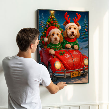 Personalized Christmas Pet Wall Art – Portrait Created from Your Photo