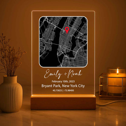 Custom Location Map Night Light – Personalized Acrylic Map Plaque