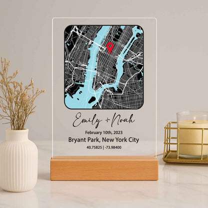 Custom Location Map Night Light – Personalized Acrylic Map Plaque