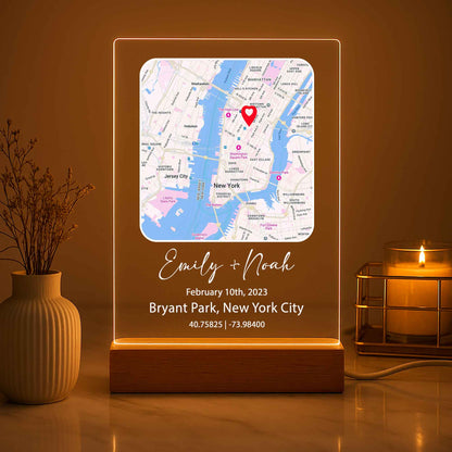 Custom Location Map Night Light – Personalized Acrylic Map Plaque