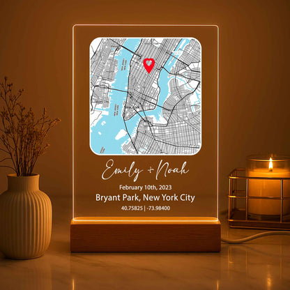 Custom Location Map Night Light – Personalized Acrylic Map Plaque